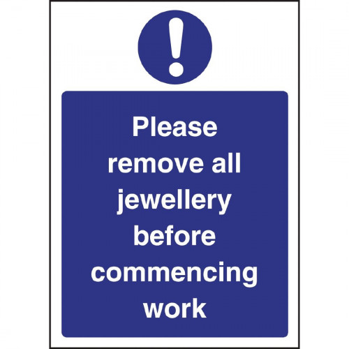 Remove All Jewellery Sign - 200x300mm (Self-Adhesive)