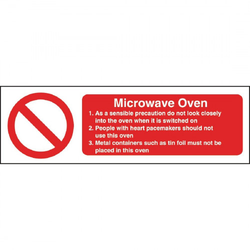 Microwave Oven Safety Sign - 100x300mm (Self Adhesive)