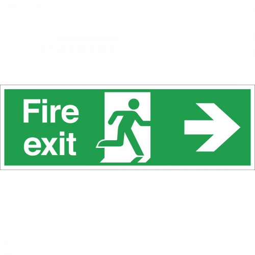Fire Exit. Arrow Right Exit Sign - 150x450mm (Self-Adhesive)