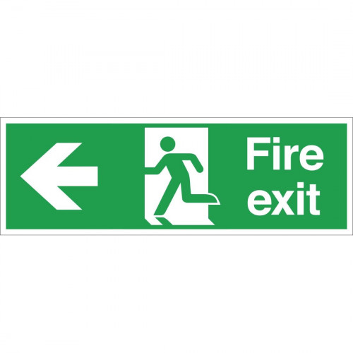 Fire Exit. Arrow Left Exit Sign - 150x450mm (Self-Adhesive)