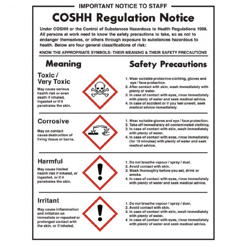 COSHH Notice - Rigid 350x270mm