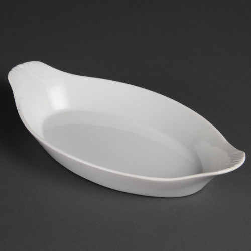 DISH / OLYMPIA -WHITEWARE OVAL EARED DISH - 53(H)x 289(W)x 166(D)mm -PER BOX OF 6 - W411
