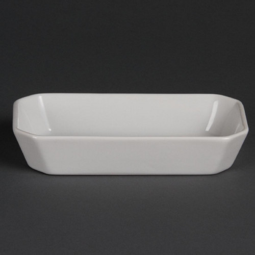 DISH / OLYMPIA - Whiteware Oblong Hors d'Oeuvre Dish -37X185x96mm( 7" X 3"approx) - PER BOX OF 6 - W425