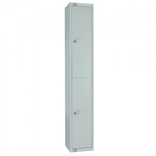 300mm Deep Locker 2 Door Camlock Mid Grey with Sloping Top (Direct)