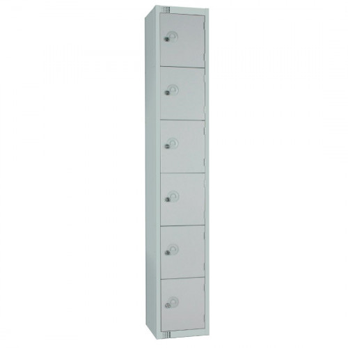 300mm Deep Locker 6 Door (Coin Return) Mid Grey with Sloping Top (Direct)
