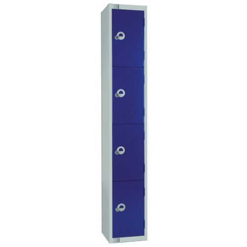 300mm Deep Locker 4 Door Padlock Blue - 1800x300x300mm (Direct)