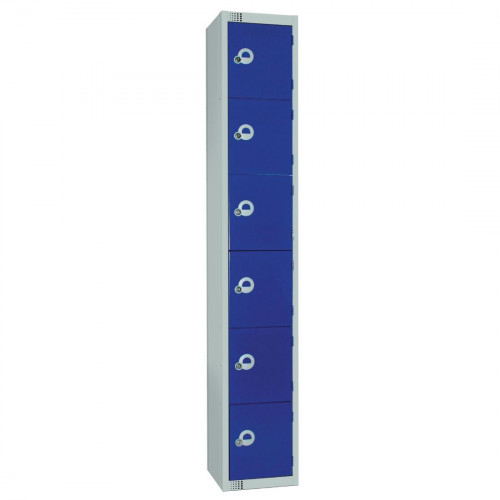 300mm Deep Locker 6 Door Padlock Blue - 1800x300x300mm (Direct)