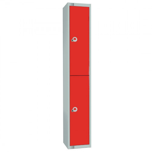 300mm Deep Locker 2 Door Camlock Red - 1800x300x300mm (Direct)
