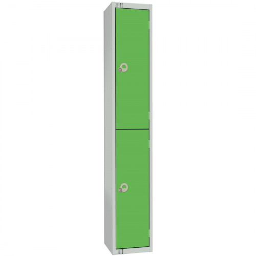 300mm Deep Locker 2 Door Combi Lock) Green with Sloping Top (Direct)