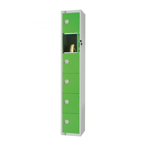 300mm Deep Locker 6 Door Combi Lock) Green with Sloping Top (Direct)