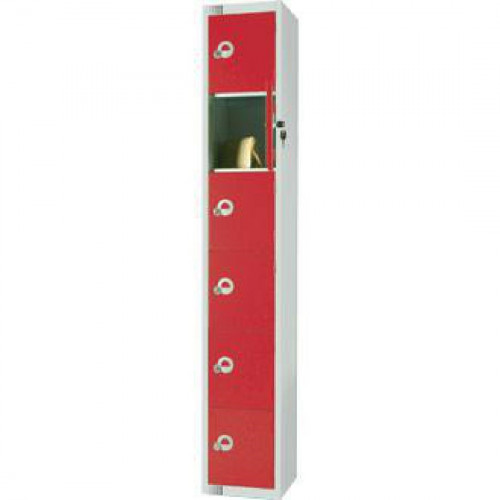 450mm Deep Locker 6 Door Padlock Red with Sloping Top (Direct)