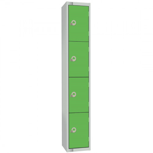 450mm Deep Locker 4 Door (Coin Return) Green with Sloping Top (Direct)