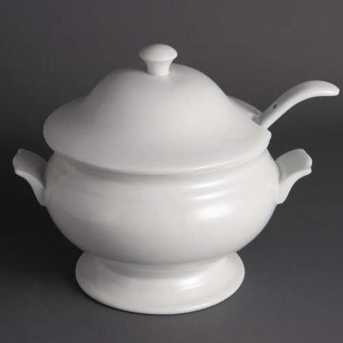 Olympia Soup Tureen & Ladle White - 2.5Ltr 227X250mm 88oz 9x9 3/4" (Single)