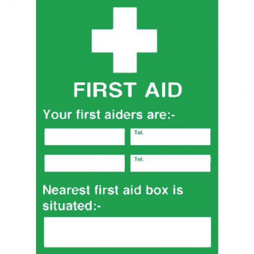 First Aiders/Nearest First Aid Box Is - 300x200mm (Self-Adhesive)