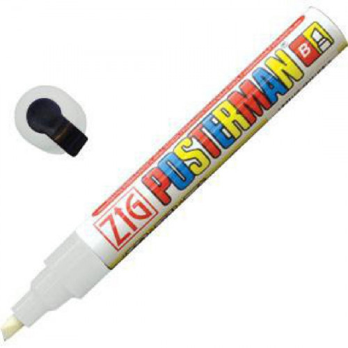 Zig Posterman All Weather Narrow Chisel Point Marker White - 2x6mm