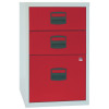 BISLEY 3 DRW HOME FILING GREY/RED