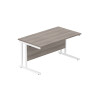 Office Rectangular Desk with Steel Double Upright Cantilever Frame (FSC) 800 x 1400 - Grey Oak/White Legs