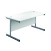 Jemini Single Rectangular Desk 1200x800x730mm White/Silver KF801033
