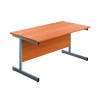 Jemini Single Rectangular Desk 1400x800x730mm Beech/Silver KF801126