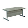 Jemini Single Rectangular Desk 1400x800x730mm Grey Oak/Silver KF801139