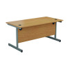 Jemini Single Rectangular Desk 1400x800x730mm Nova Oak/Silver KF801145