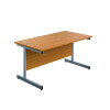 Jemini Single Rectangular Desk 1600x800x730mm Nova Oak/Silver KF801263