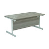 Jemini Single Rectangular Desk 1600x800x730mm Grey Oak/White KF801312