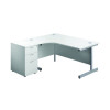 FIRST RDL LH DESK PED WHITE/SILVER