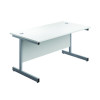 FIRST RECT DESK 1400 WHITE/SILVER