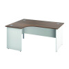 Jemini Switch Radial Left Hand Desk 1800x1200x730mm Dark Walnut/White KF805533