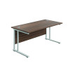 Jemini Rectangular Cantilever Desk 1200x800x730mm Dark Walnut/White KF806912