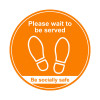 400mm Floor Graphic Please Wait To Be Served Amber STP002