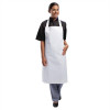 Apron / Chefs clothing - white bib apron with front pocket - polycotton - per each