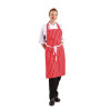 Apron /Chef Bib Apron Red with WHITE PIN STRIPES - poly cotton - 28"wide x 38"long - per each -A532