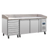 Pizza Counter with Marble Top 2 Doors Dough Drawers Side Compressor