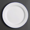 Olympia Enamel White/Blue Dinner Plate - 300mm 12" (Box 6)