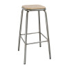 Bolero Galvanised High Stool with Wooden Seatpad (Pack 4)