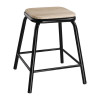 Bolero Black Low Stool with Wooden Seatpad (Pack 4)
