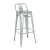 Bolero Bistro Steel High Stool with Backrest Galvanised (Pack 4)