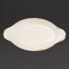 Churchill Stonecast Barley White Oval Eared Dish 8 1/8x4 3/8" (Box 6) (Direct)