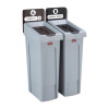 Rubbermaid Slim Jim Recycling Station 2 Strm bund - General (Blk)/Compost (Brn)