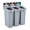 Rubbermaid SJRS 3 Strm bund - General (Blk)/ Compost (Brn)/ Mixed (Grn)
