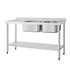 Vogue St/St Double Bowl Sink L/H Drainer - 1500mm