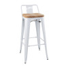 Bolero Bistro High Stool with Backrest White & Wooden Seat Pad (Pack 4)
