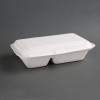 Fiesta Green 2-Compartment Hinged Bagasse Container - 9x6" (Pack 200)