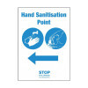 A5 Size Hand Sanitisation Point Arrow Right Self Adhesive Vinyl