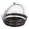 APS Frames Poly-Rattan Basket Round Dark Brown with Frame for cover 400mm dia. h100mm
