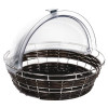 APS Frames Poly-Rattan Basket Round Dark Brown with Frame for cover 400mm dia. h100mm