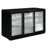 Polar Triple Sliding Door Back Bar Cooler in Black with LED Lighting