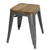 Bolero Bistro Low Stool Gun Metal with Wooden Seat Pad (Pack 4)